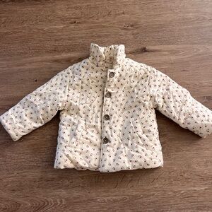Zara Cream Floral Kids Puffer Jacket